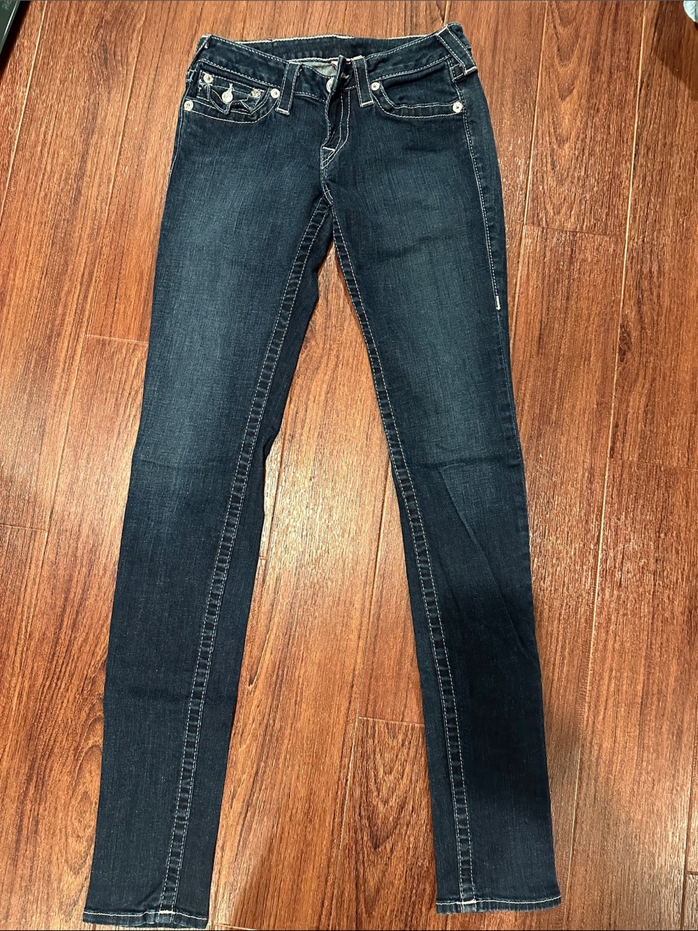 True Religion Women's Skinny Jeans in Dark Blue Wash